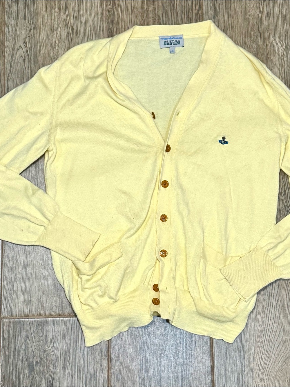 Vivienne Westwood Vintage Pale Yellow Button Women’s Small Cream Cardigan
